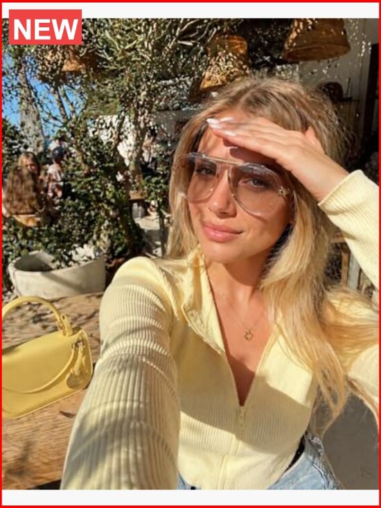 Oversized Aviator Sunglasses with Top Bar for Women Men